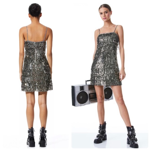 ALICE + OLIVIA Chicago Sequined Fringe Mini Dress - Picture 6 of 17